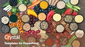  Presentation with food grains - Audience pleasing slides consisting of super food with fruit vegetables backdrop and a tawny brown colored foreground