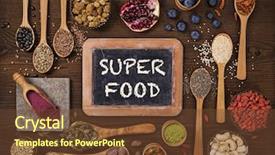  Presentation with foods - Slides having super foods in spoons background and a tawny brown colored foreground