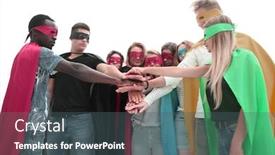  Presentation with diverse people - Colorful slide deck enhanced with super-group-of-diverse-young backdrop and a ocean colored foreground