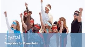  Presentation with diverse people - Beautiful slide set featuring super-group-of-diverse-young backdrop and a teal colored foreground