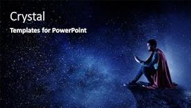  Presentation with super hero - Amazing PPT theme having super-hero-alone-mixed-media backdrop and a black colored foreground