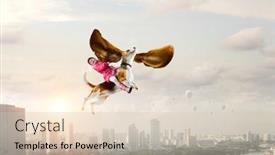  Presentation with super hero - Colorful presentation design enhanced with super hero and her flying dog backdrop and a lemonade colored foreground