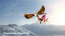  Presentation with hero - PPT theme having super-hero-and-her-flying background and a mint green colored foreground