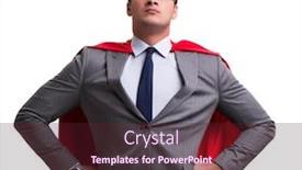 Presentation with super hero - PPT theme with super-hero-businessman-isolated background and a tawny brown colored foreground