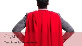  Presentation with super hero - Colorful presentation design enhanced with super-hero-businessman-isolated backdrop and a crimson colored foreground
