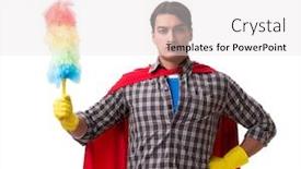  Presentation with super hero - Theme featuring super-hero-cleaner-isolated background and a white colored foreground