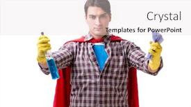  Presentation with super hero - Beautiful PPT layouts featuring super hero cleaner isolated on white backdrop and a lemonade colored foreground
