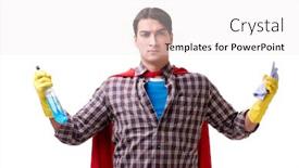  Presentation with super hero - Beautiful presentation featuring super hero cleaner isolated on white backdrop and a white colored foreground