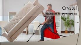  Presentation with super man - Cool new presentation design with super hero cleaner working backdrop and a  colored foreground