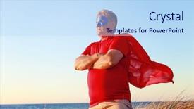  Presentation with super hero - Cool new slide deck with super hero defender backdrop and a sky blue colored foreground