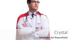  Presentation with hero - Audience pleasing theme consisting of super-hero-doctor-isolated backdrop and a white colored foreground
