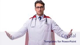  Presentation with super hero - Beautiful theme featuring super hero doctor isolated on white backdrop and a lemonade colored foreground