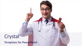  Presentation with hero - Slides enhanced with super hero doctor isolated background and a  colored foreground