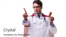  Presentation with hero - Colorful theme enhanced with super hero doctor isolated backdrop and a  colored foreground