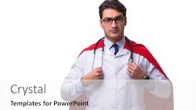  Presentation with super hero - Cool new PPT layouts with super hero doctor isolated backdrop and a white colored foreground