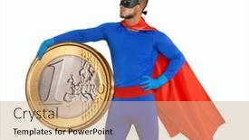  Presentation with super hero - Theme with super-hero-holding-one-euro background and a  colored foreground