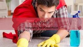  Presentation with super hero - Slide deck with super-hero-husband-cleaning-floor background and a red colored foreground