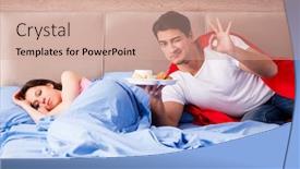  Presentation with super hero - Presentation design enhanced with super-hero-husband-in-bed background and a coral colored foreground