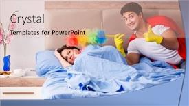  Presentation with hero - Amazing presentation having super-hero-husband-in-bed backdrop and a soft green colored foreground