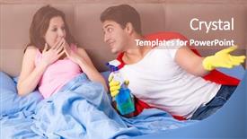  Presentation with hero - Presentation theme enhanced with super-hero-husband-in-bed background and a coral colored foreground
