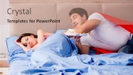  Presentation with super hero - Amazing PPT theme having super-hero-husband-in-bed backdrop and a coral colored foreground