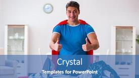  Presentation with super man - Cool new presentation theme with super hero man husband ironing at home backdrop and a teal colored foreground