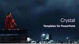  Presentation with super hero - Cool new theme with super-hero-on-roof-mixed backdrop and a navy blue colored foreground