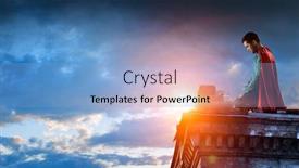  Presentation with super hero - Theme featuring super-hero-on-roof-mixed background and a light blue colored foreground