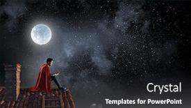  Presentation with super hero - Theme with super-hero-on-roof-mixed background and a dark gray colored foreground