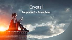  Presentation with super hero - Colorful slide deck enhanced with super-hero-on-roof-mixed backdrop and a ocean colored foreground