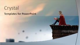  Presentation with super hero - PPT layouts consisting of super-hero-on-roof-mixed background and a lemonade colored foreground