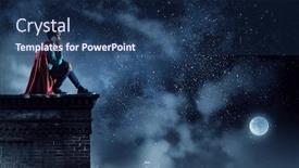  Presentation with hero - Colorful slide deck enhanced with super-hero-on-roof-mixed backdrop and a navy blue colored foreground