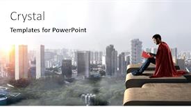  Presentation with super hero - Colorful PPT theme enhanced with super-hero-on-roof-mixed backdrop and a white colored foreground