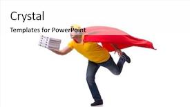  Presentation with pizza delivery - Colorful slide set enhanced with super hero pizza delivery guy backdrop and a white colored foreground