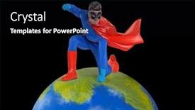  Presentation with super hero - PPT theme with super-hero-protect-the-world background and a black colored foreground