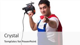  Presentation with super hero - Audience pleasing slide deck consisting of super hero repairman isolated backdrop and a white colored foreground