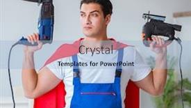  Presentation with super hero - Amazing slide set having super-hero-repairman-working backdrop and a light blue colored foreground