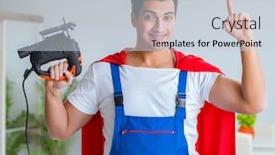  Presentation with super hero - PPT layouts featuring super-hero-repairman-working background and a light gray colored foreground