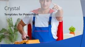  Presentation with super hero - PPT layouts having super-hero-repairman-working background and a light gray colored foreground
