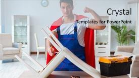  Presentation with super hero - Cool new theme with super hero repairman working at home backdrop and a lemonade colored foreground