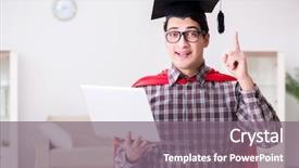  Presentation with super hero - Audience pleasing PPT theme consisting of super hero student wearing mortarboard backdrop and a  colored foreground