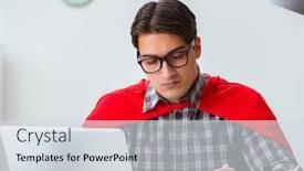  Presentation with super hero - Colorful presentation design enhanced with super-hero-student-with-books backdrop and a sky blue colored foreground