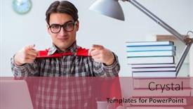  Presentation with super hero - Amazing slides having super-hero-student-with-books backdrop and a violet colored foreground