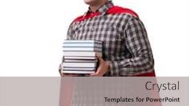  Presentation with hero - Audience pleasing theme consisting of super-hero-student-with-books backdrop and a light gray colored foreground