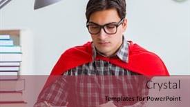  Presentation with super hero - Slides consisting of super-hero-student-with-books background and a tawny brown colored foreground