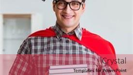  Presentation with super hero - PPT layouts enhanced with super-hero-student-with-books background and a red colored foreground