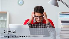  Presentation with super hero - Cool new slide deck with super hero student with books backdrop and a light blue colored foreground