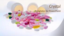  Presentation with pils medical - Theme featuring super macro of medical pills background and a lemonade colored foreground