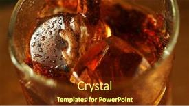  Presentation with ice - PPT theme with super macro shot of pouring cola drink into glass ice cubes inside background and a tawny brown colored foreground