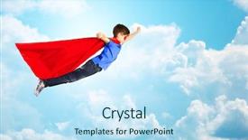  Presentation with super man - Amazing slides having super man - happiness freedom childhood movement backdrop and a sky blue colored foreground